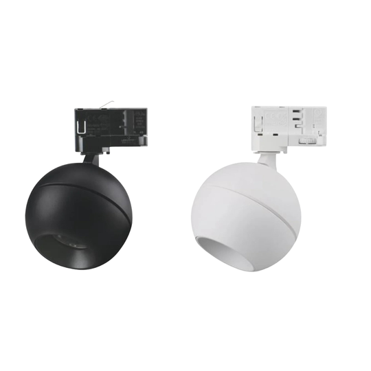 Domus MOON-TRK-SPOT - 6/9W LED 3-Circuit Power Tri-Colour Switchable Dimmable Adjustable Track Mounted Head Spot Light - Black