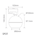 Domus MOON-TRK-SPOT - 6/9W LED 3-Circuit Power Tri-Colour Switchable Dimmable Adjustable Track Mounted Head Spot Light - Black