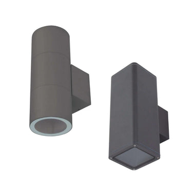 Domus PIPER-2 - Large Round or Square Up/Down Exterior Wall Light IP65 Dark Grey (No Lamp)