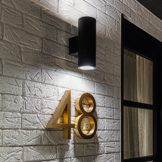 Domus PIPER-2 - Large Round or Square Up/Down Exterior Wall Light IP65 Dark Grey - TRIO LAMP SUPPLIED