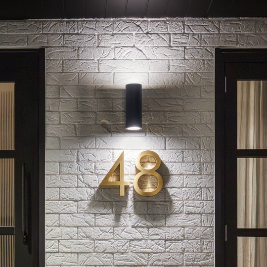 Domus PIPER-2 - Large Round or Square Up/Down Exterior Wall Light IP65 Dark Grey - TRIO LAMP SUPPLIED