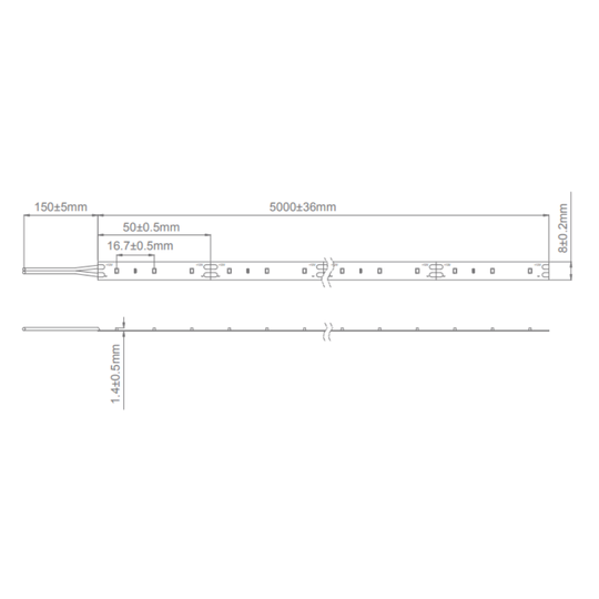 Domus PLEX-7.2-5M - 7.2W LED 60LED P/M Striplight 5m Roll Pack 12V IP20 - DRIVER REQUIRED