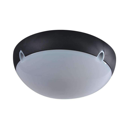Domus POLYDOME-340 - 340mm Round Polycarbonate Exterior Ceiling Light - Black