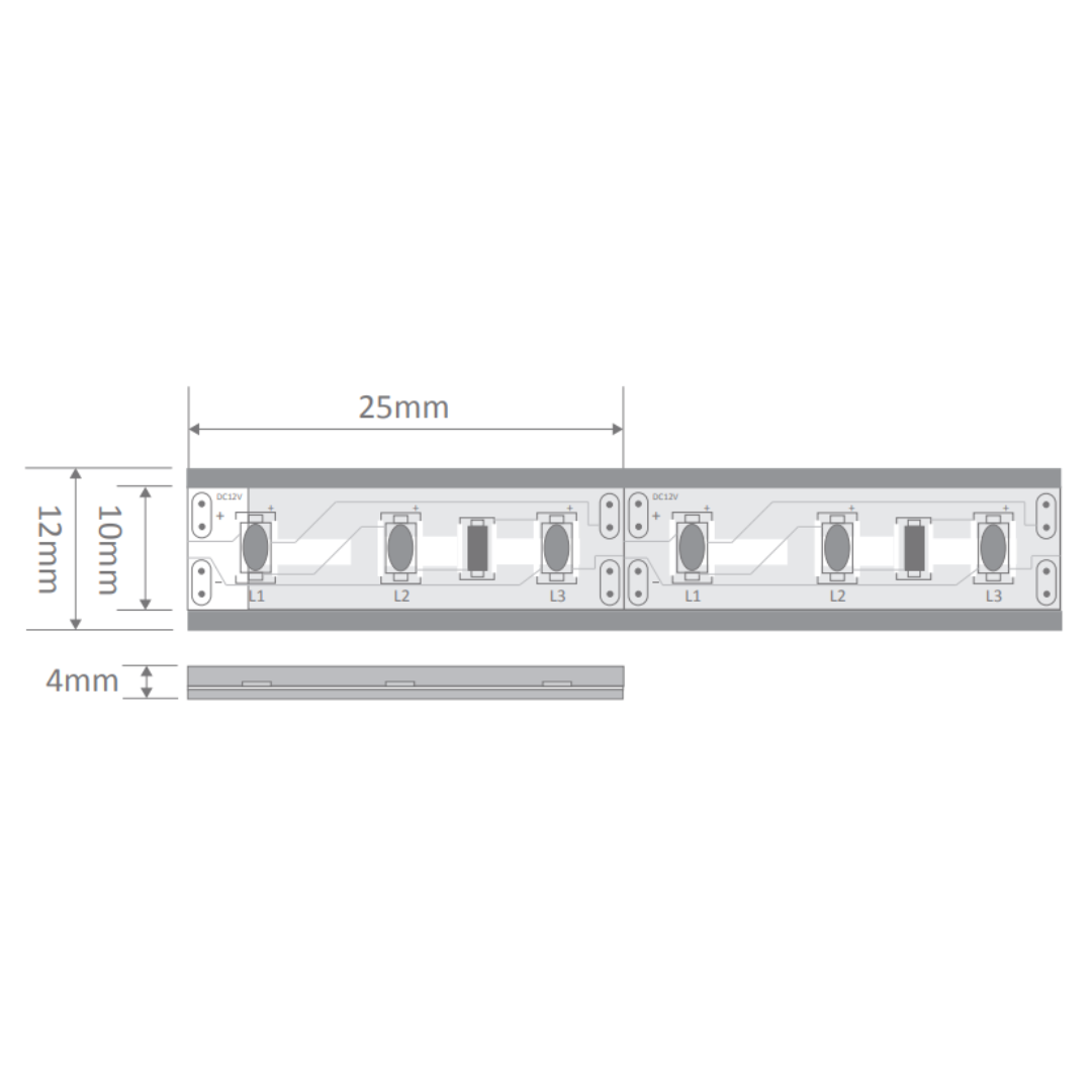 Domus STRIP-120-WP-5M - 10W LED High Output 120LED P/M Weatherproof Striplight 5M Roll Pack 12V IP66 - DRIVER REQUIRED - 6500K