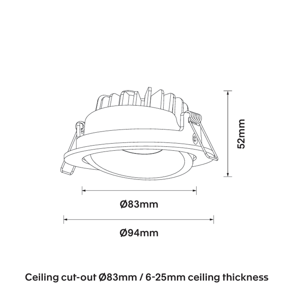CoLab VERSA-A83 - 9W LED Single Colour Dimmable Mini Adjustable Deepset Downlight IP44 3000K