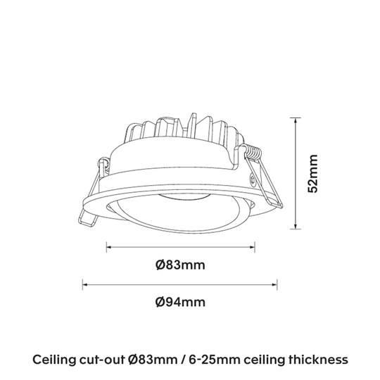 CoLab VERSA-A83 - 9W LED Single Colour Dimmable Mini Adjustable Deepset Downlight IP44 3000K