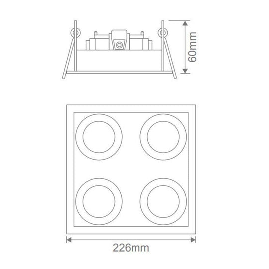 Domus DSL-101/4SQ 4 Light Square Slotter Downlight Frame-Domus Lighting-Ozlighting.com.au