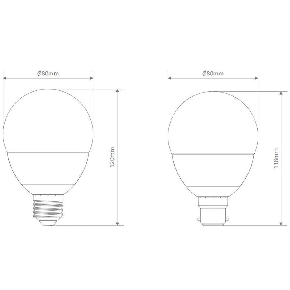 Domus KEY-G80 - 9.5W LED G80 Spherical Shape Frosted Glass Globe - B22/E27-Domus Lighting-Ozlighting.com.au