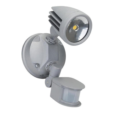 Domus MURO-15S - 15W LED Single Head Exterior Spotlight With Sensor IP44 - Silver - 5000K-Domus Lighting-Ozlighting.com.au