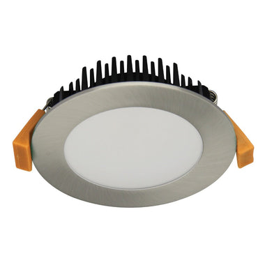 Domus TEK-10 - 10W LED Dimmable Round Flat Face Downlight IP44 Satin Chrome - 3000K-Domus Lighting-Ozlighting.com.au