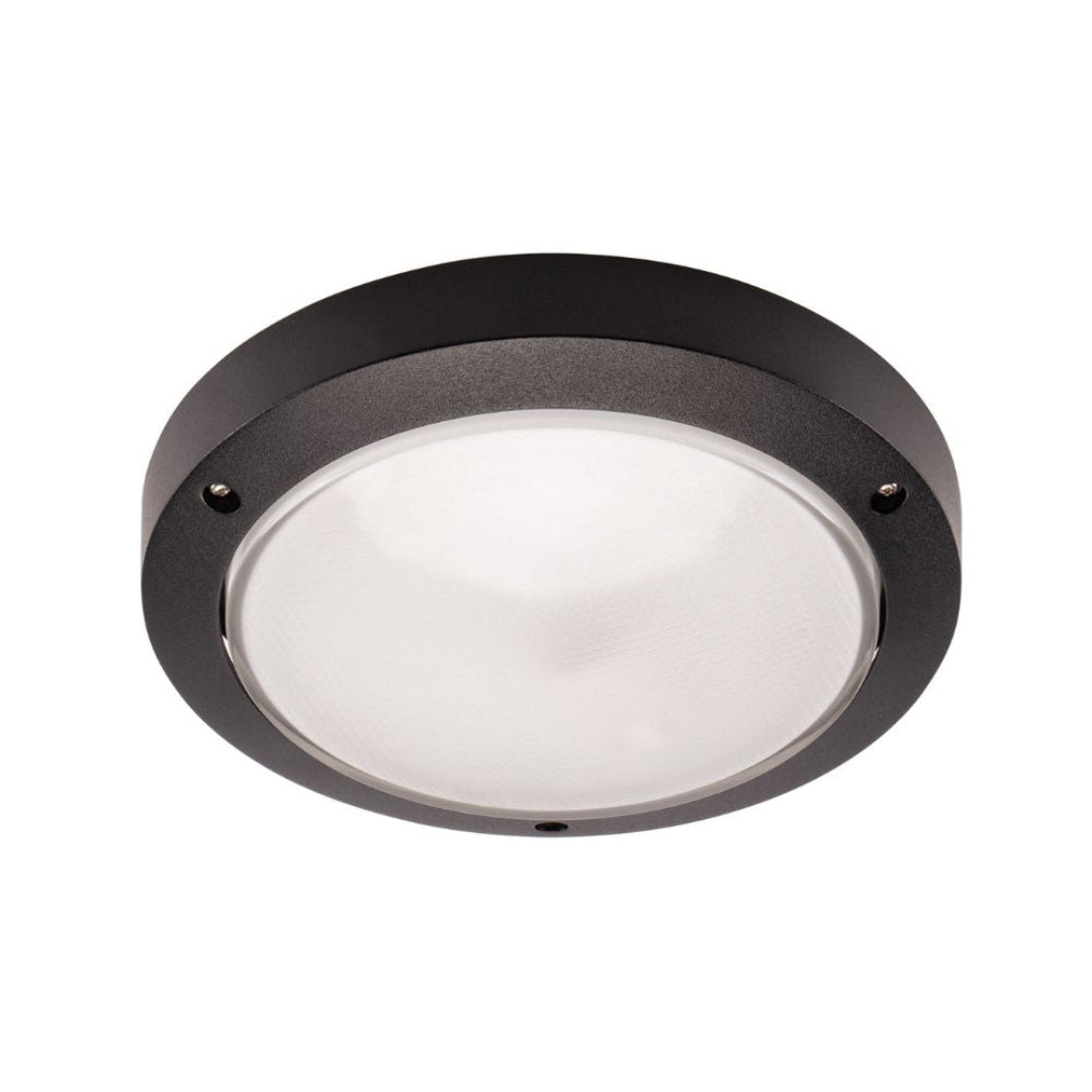 Lummax LM-2001 - Round 270mm Exterior Bunker Ceiling/Wall Light With Plain Open Fascia IP54 Black-Lummax