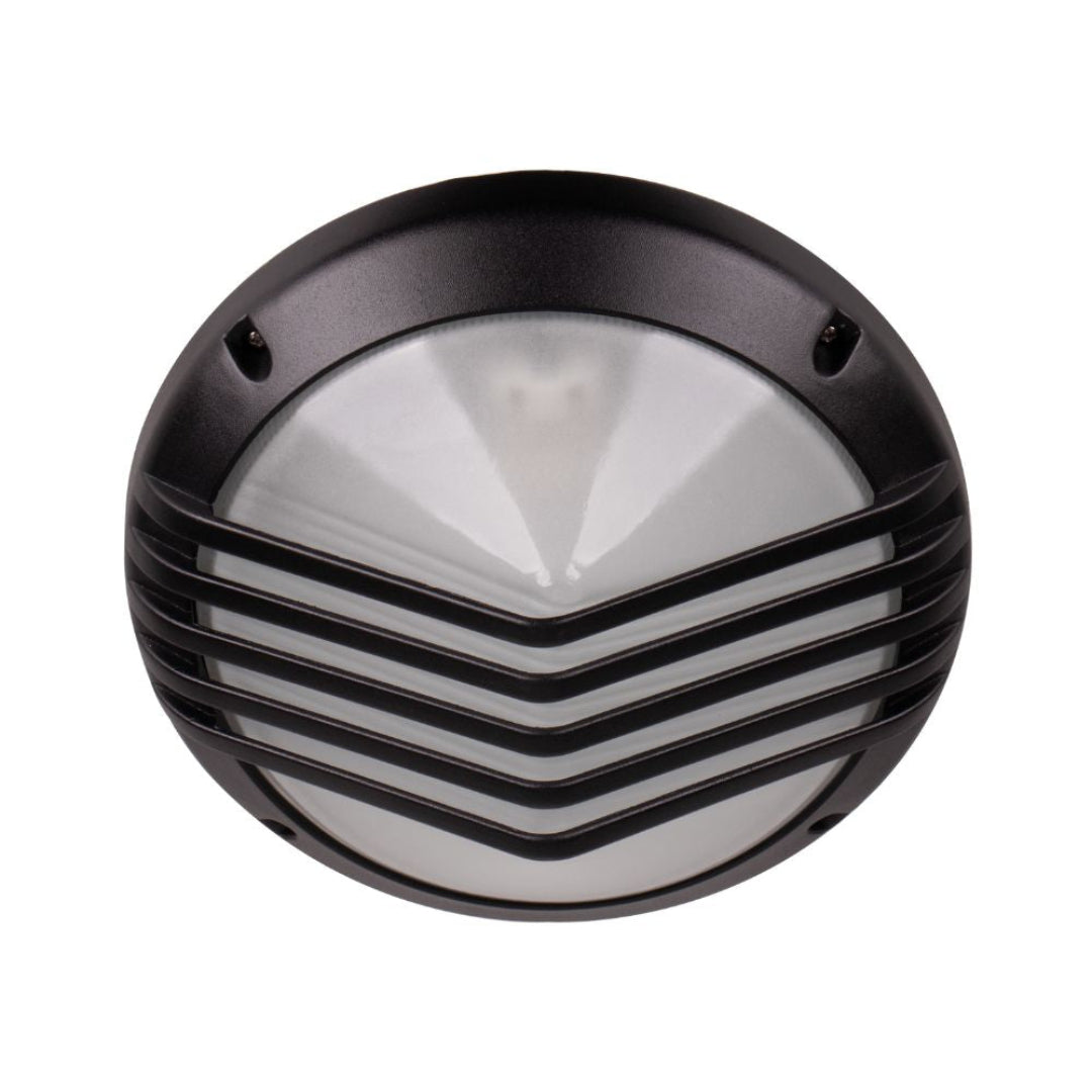 Lummax LM-5002 - Round 284mm Exterior Bunker Ceiling/Wall Light With Grille IP54 Black-Lummax