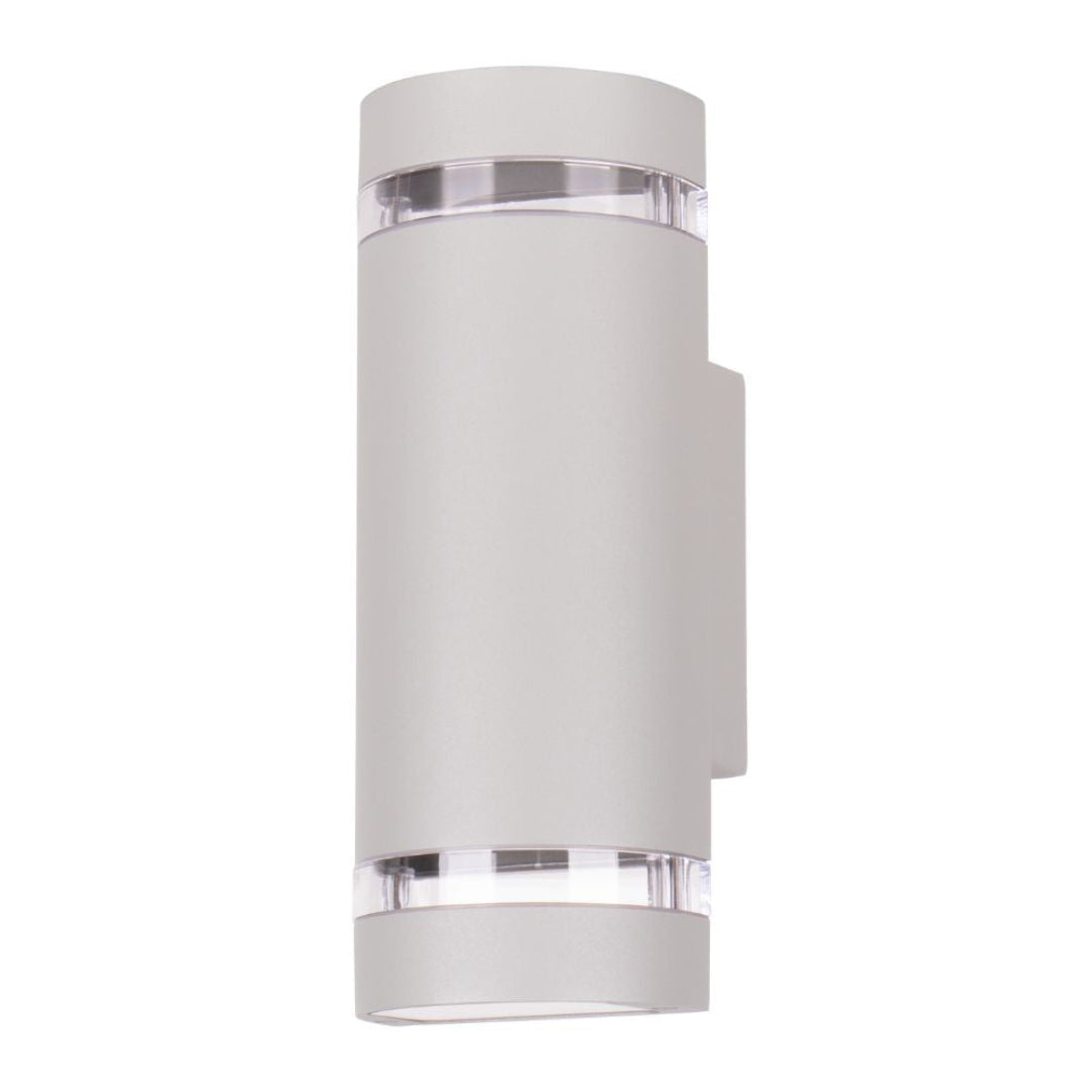 Lummax LM-8271/R.SIL - 2XGU10 Modern Rounded Exterior Up/Down Wall Light IP44 Silver-Lummax