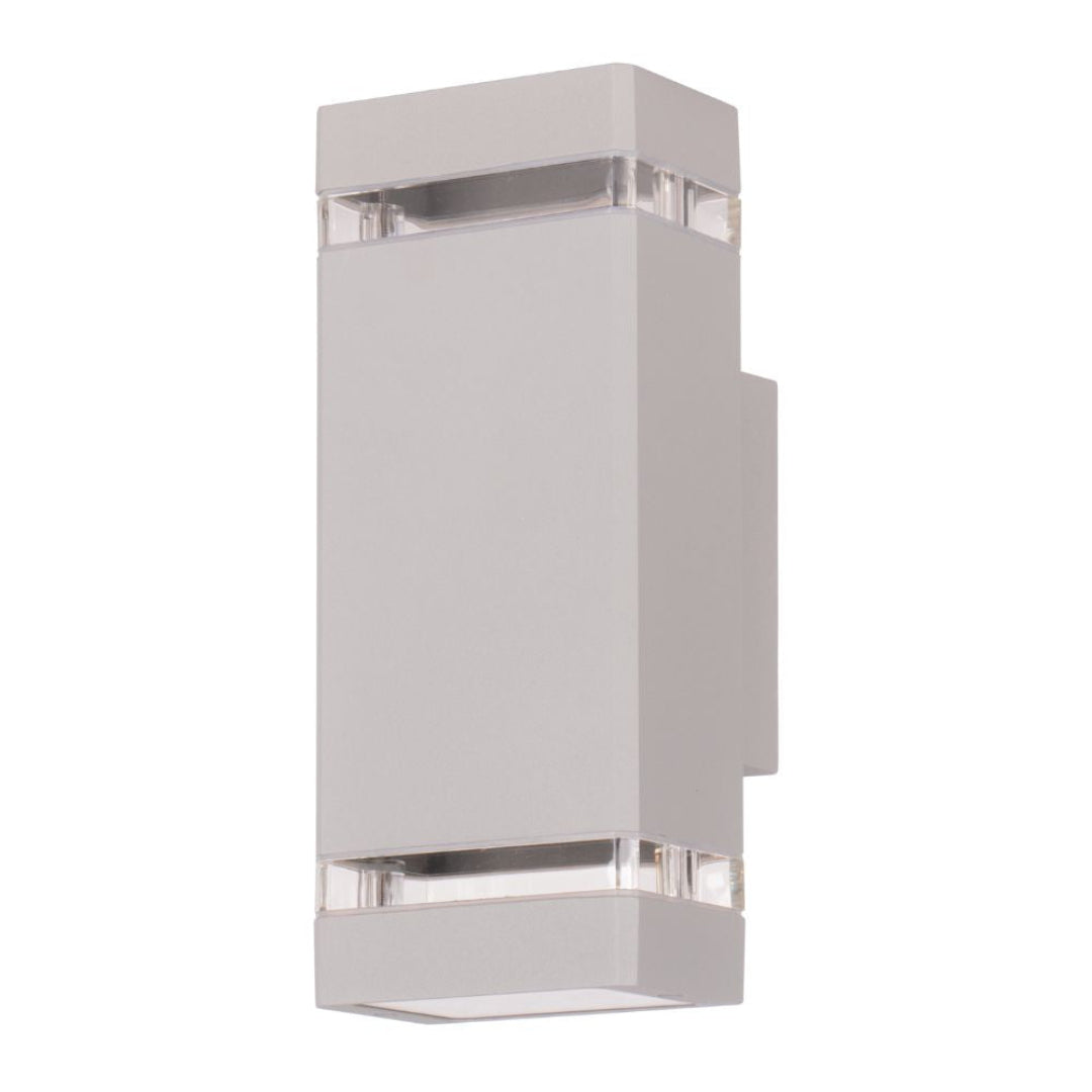 Lummax LM-9271/R.SIL - 2XGU10 Modern Square Exterior Up/Down Wall Light IP44 Silver-Lummax