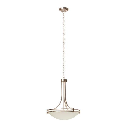 Lummax SIM-40-PDT-SCH - 40cm 3xB22 Bowl Glass Pendant Satin Chrome