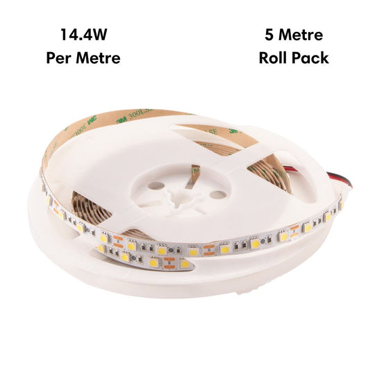 Domus STRIP-60-RGB-WP-5M - 14.4W Flexible LED 60LED P/M Striplight 5m Roll Pack 12V IP66 - DRIVER REQUIRED + RGB COLOUR CONTROLLER - 6500K